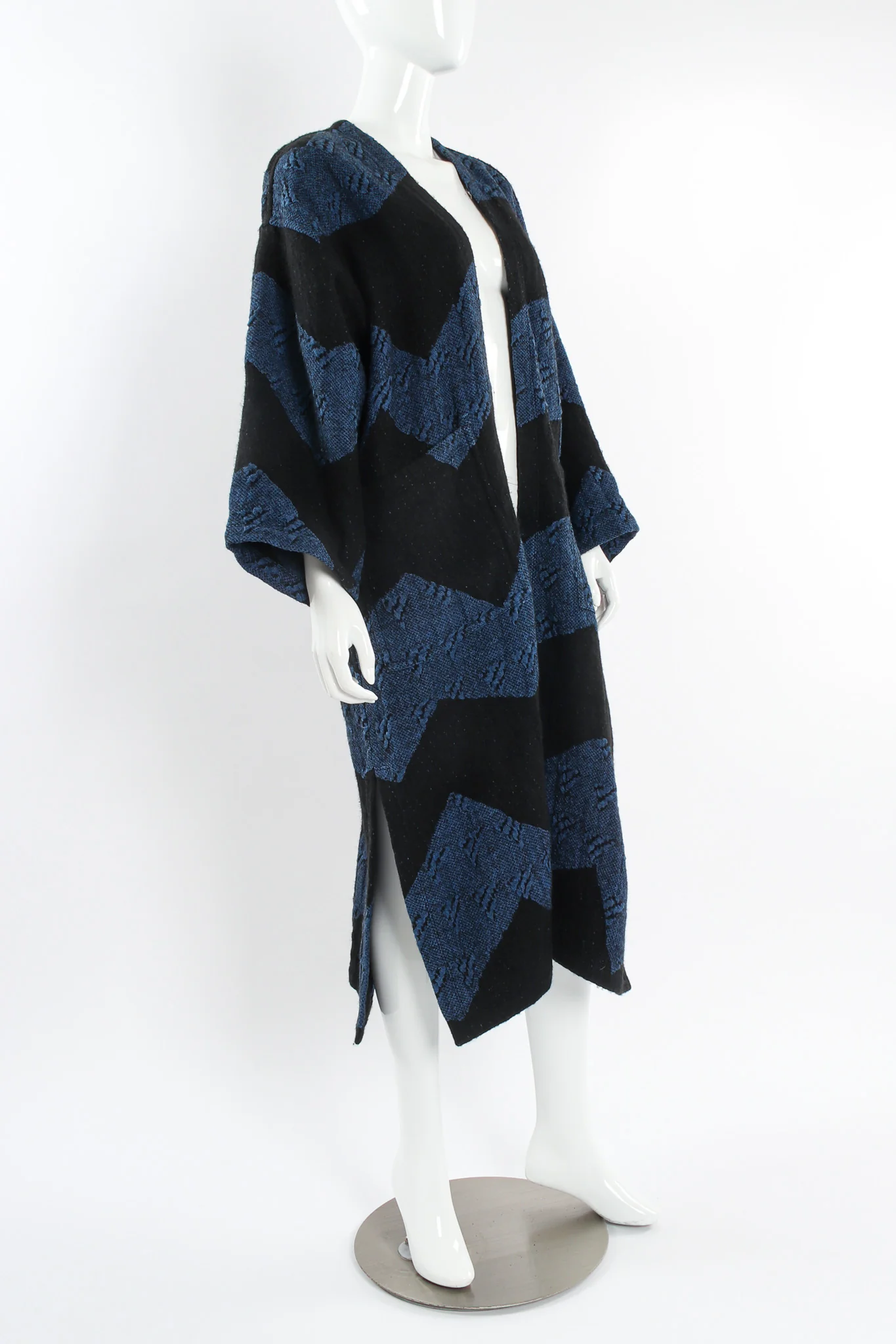 1980s Geo Stripe Textured Linen Duster - Image 5