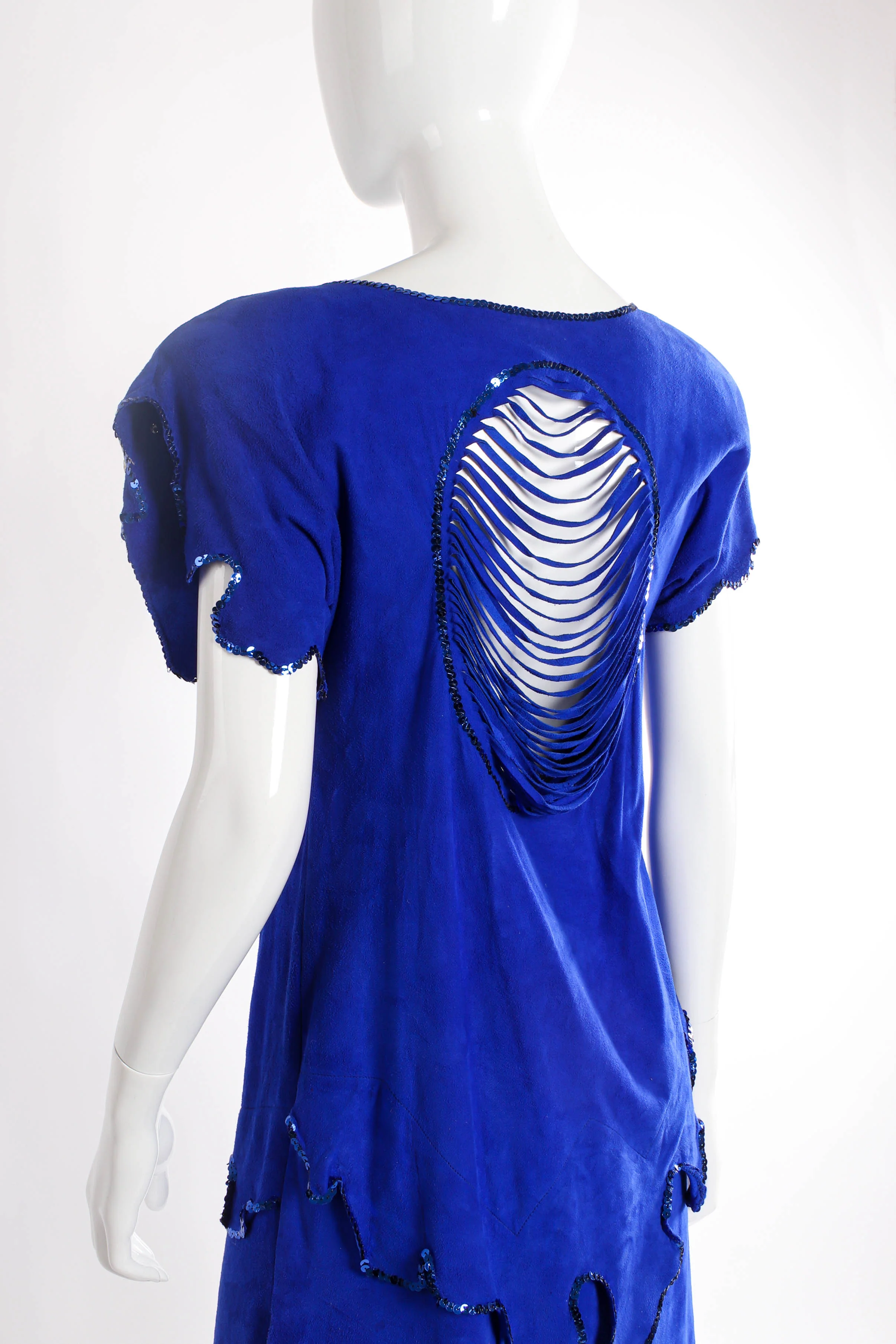 Signed Goddess Print Suede Dress - Image 8