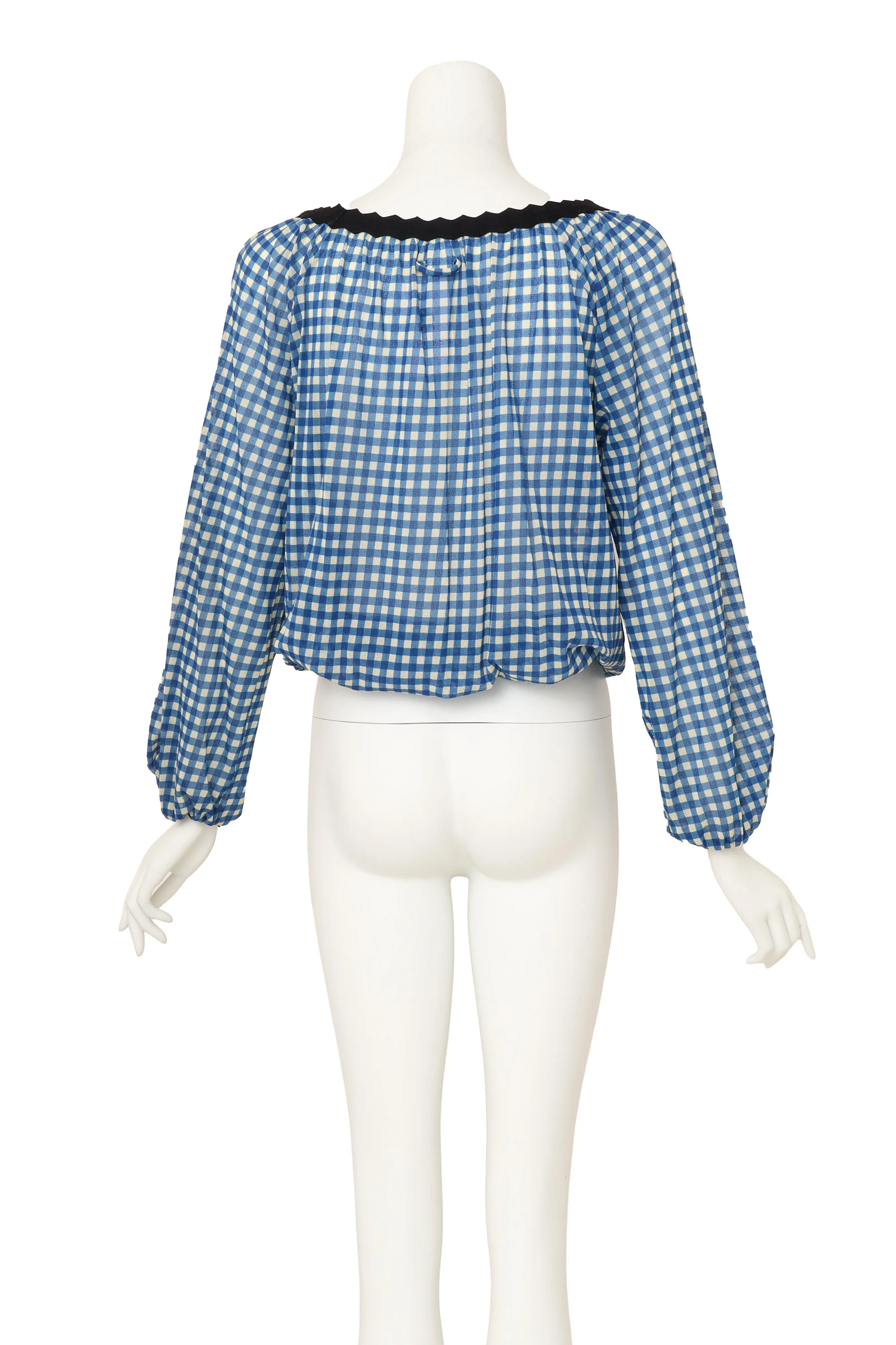 Blouson Gingham Mesh Top - Image 4