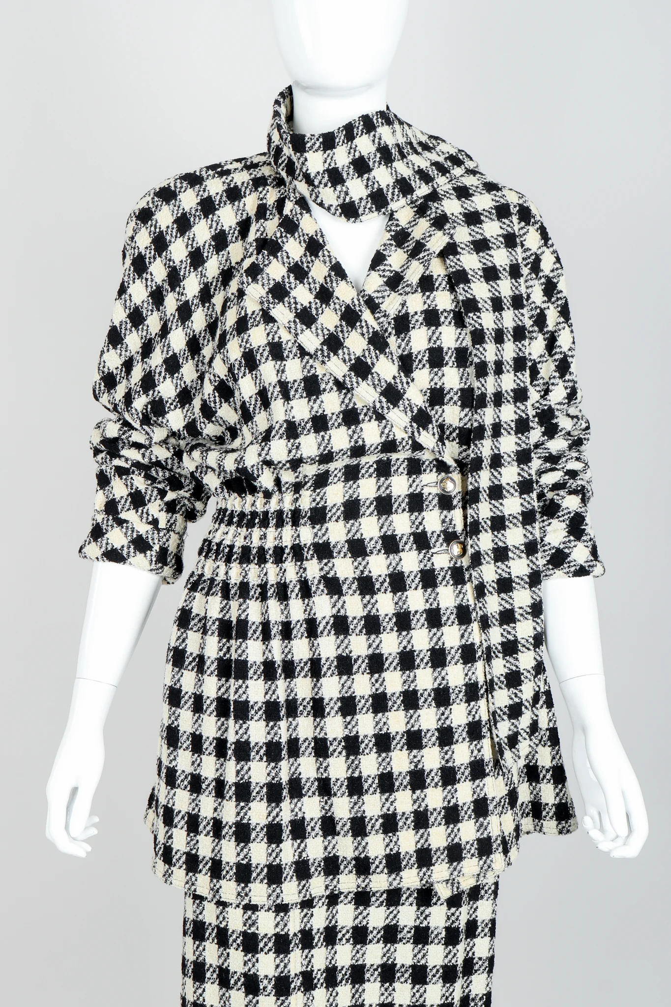 Bouclé Checked Jacket & Skirt Set - Image 4