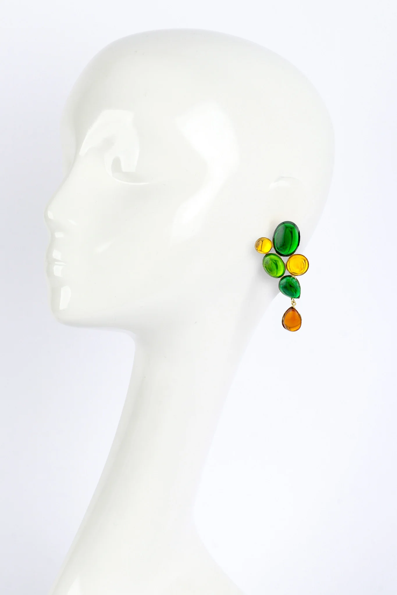 Cabochon Cluster Drop Earrings - Image 2