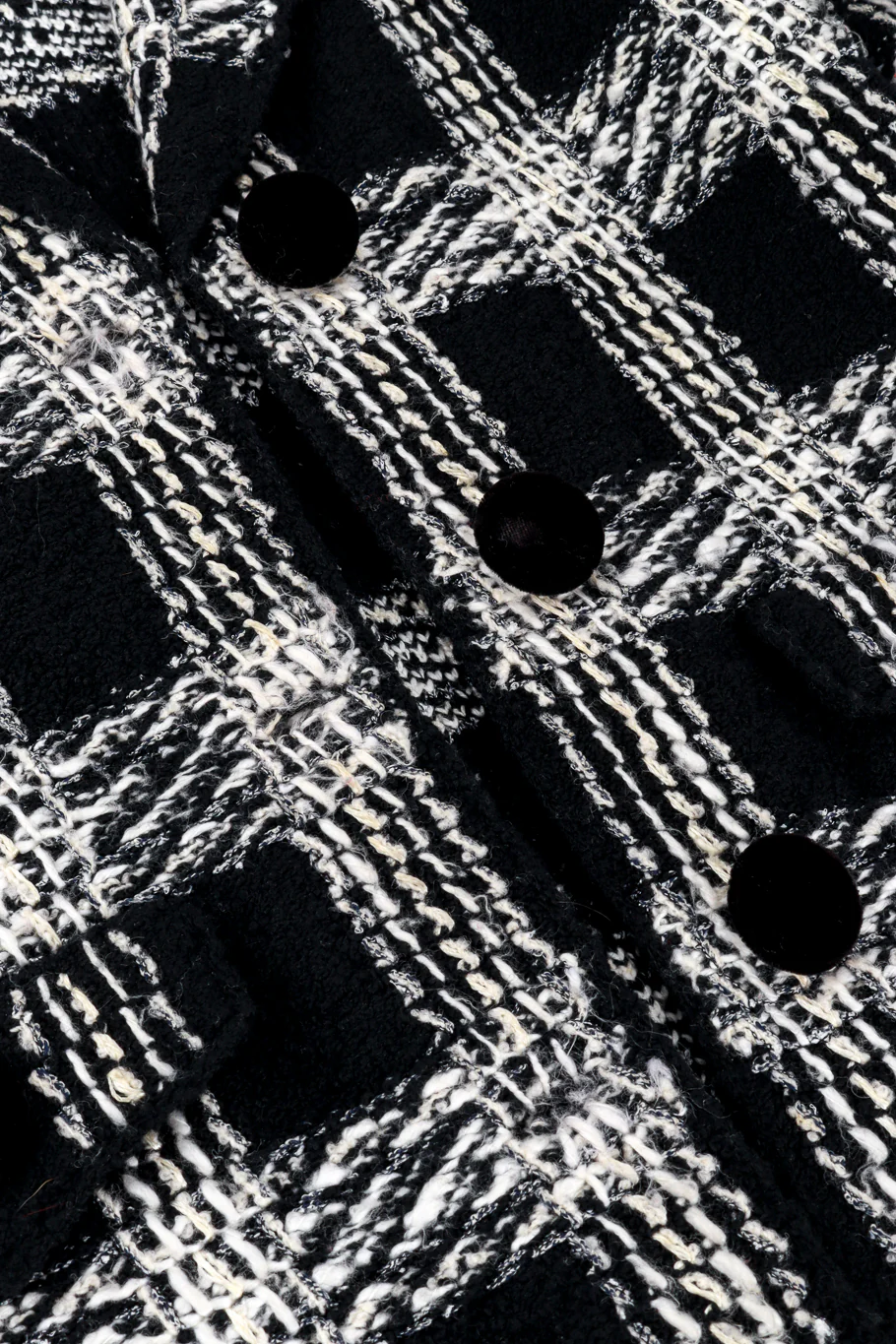 Check Bouclé & Velvet Trim Jacket - Image 5