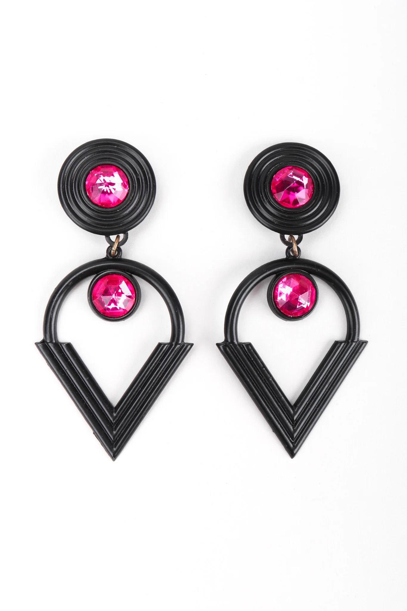 Crystal Circle Point Drop Earrings - Image 4