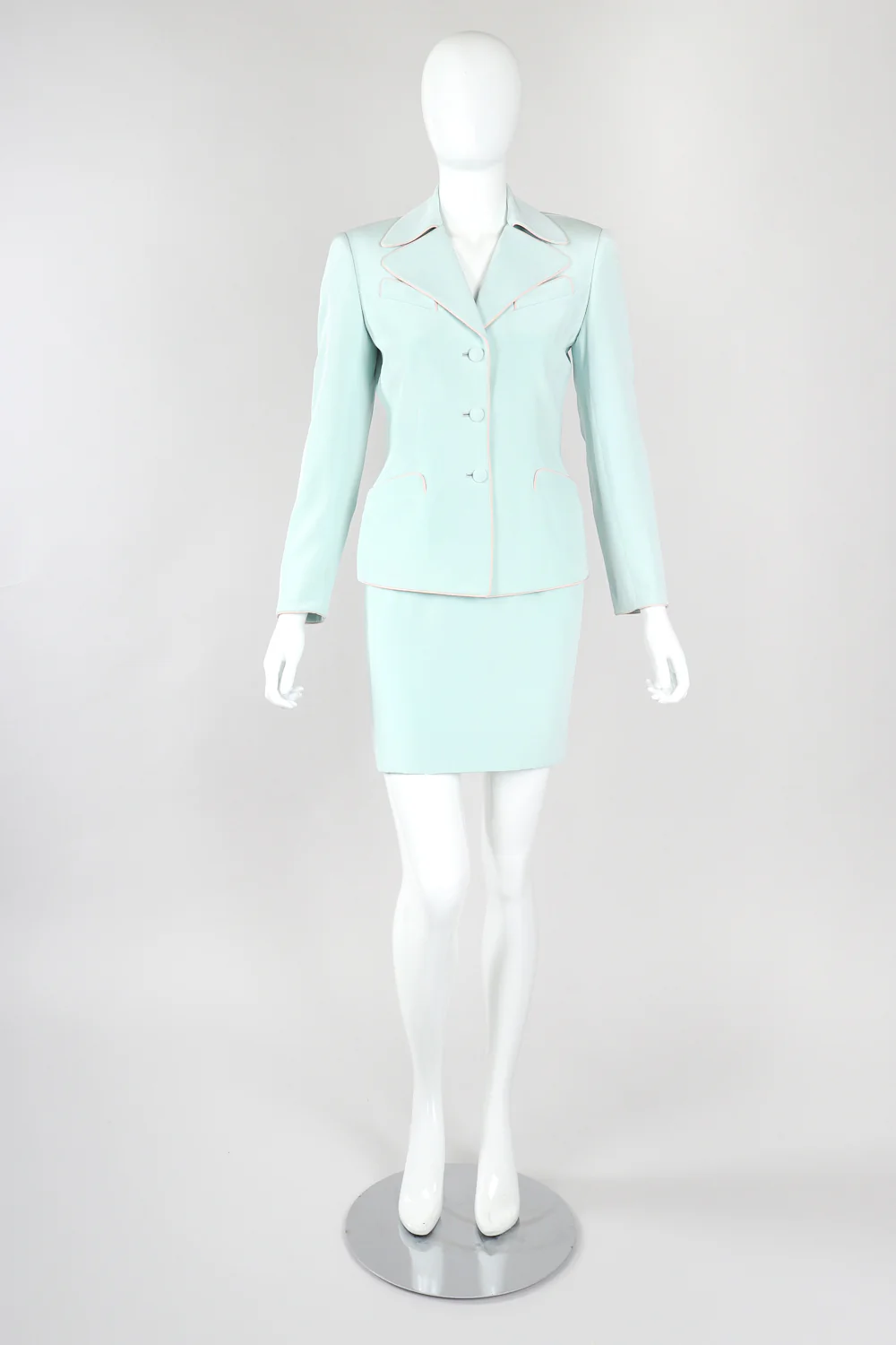 Silk Piped Pajama Jacket & Skirt Set - Image 3