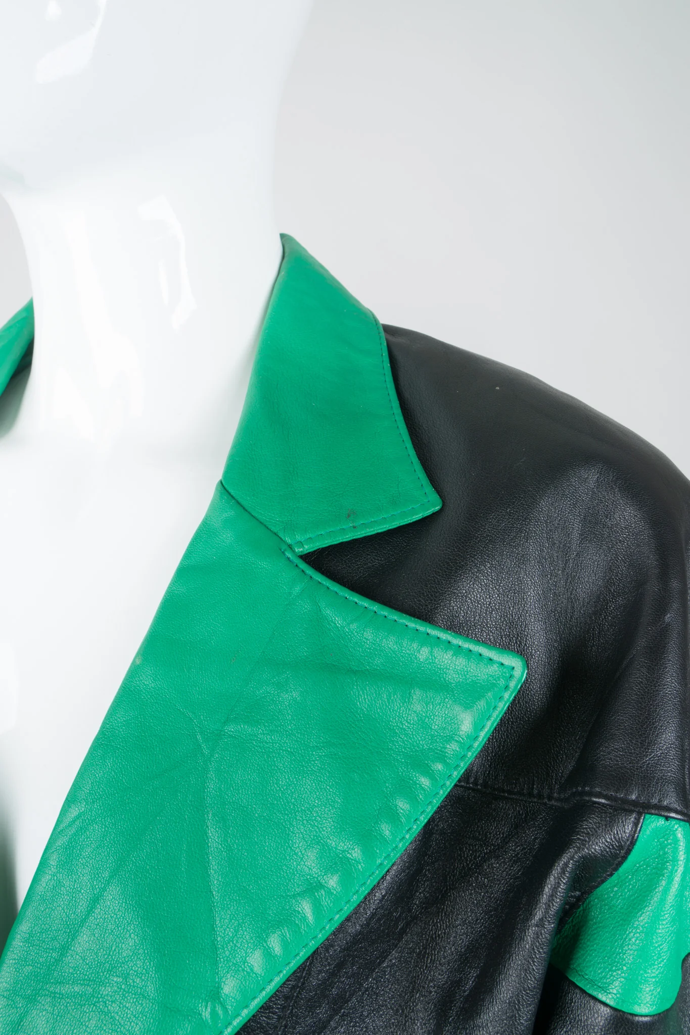 Cropped Stripe Leather Jacket - Image 7