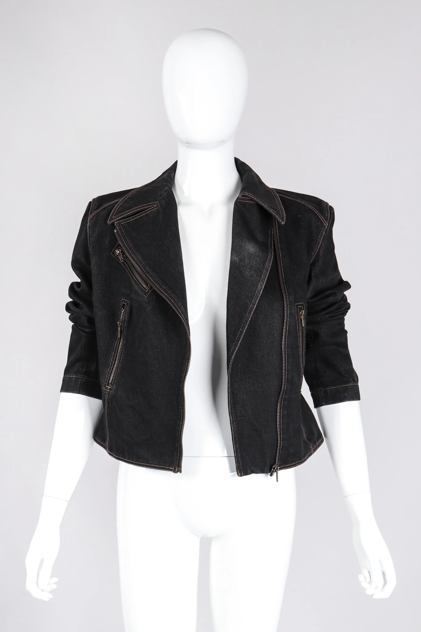 Denim Laced Moto Jacket - Image 10