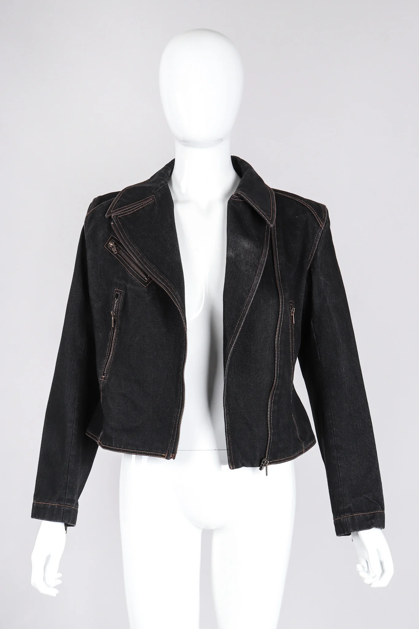 Denim Laced Moto Jacket - Image 9