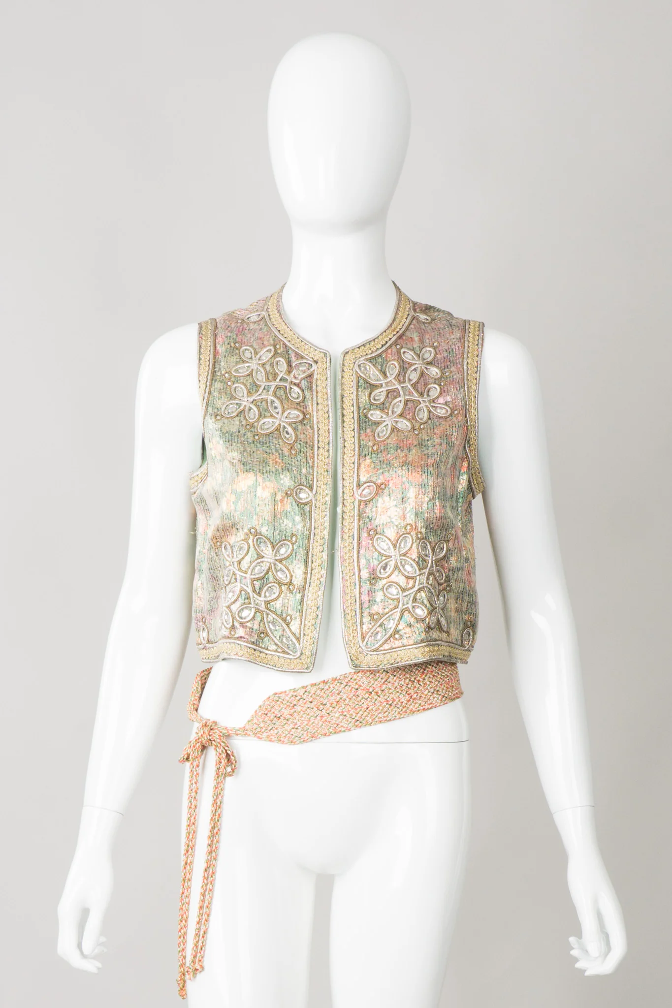 Embellished Lamé Vest & Belt Set - Image 8