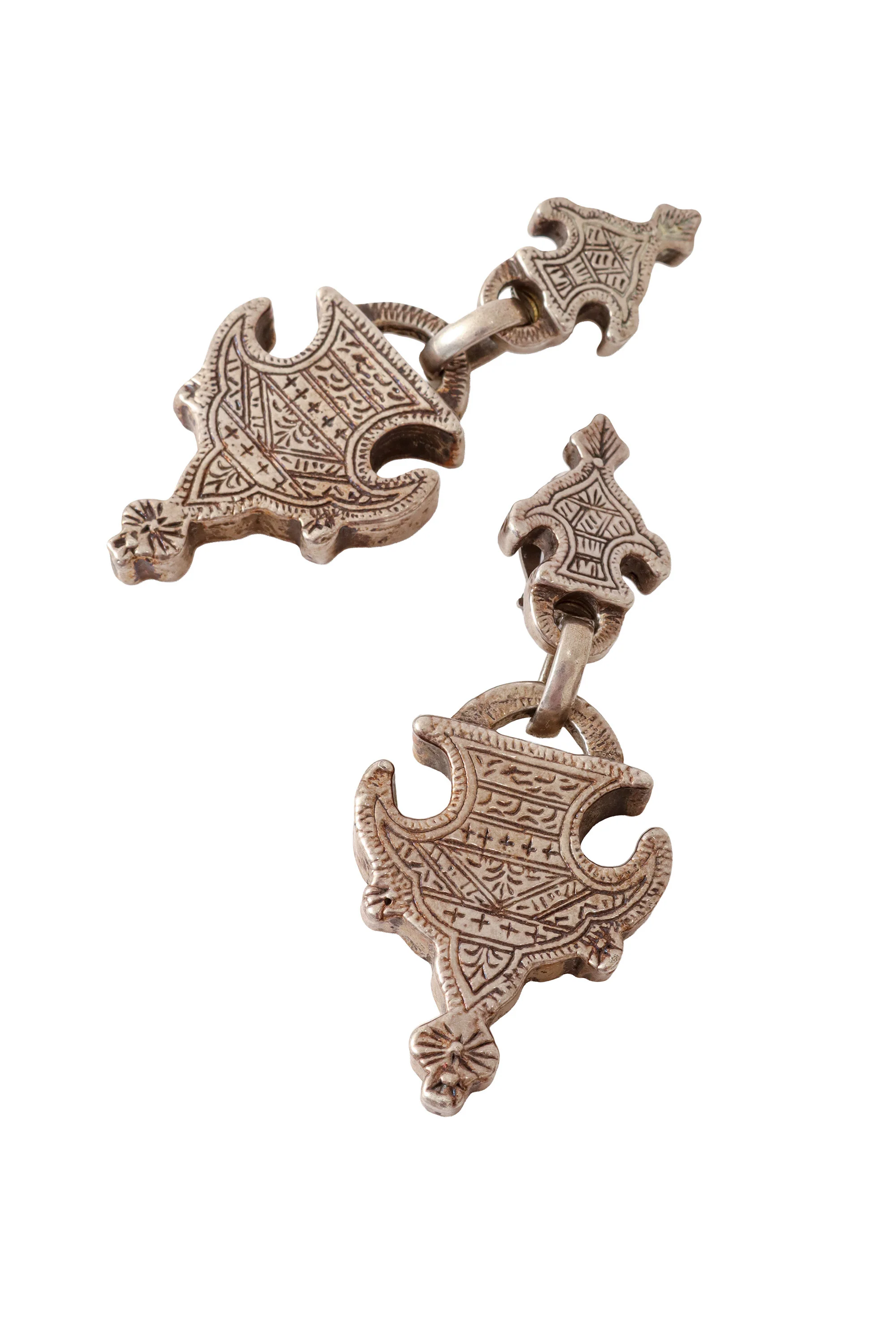Etched Shield Drop Earrings - Image 3