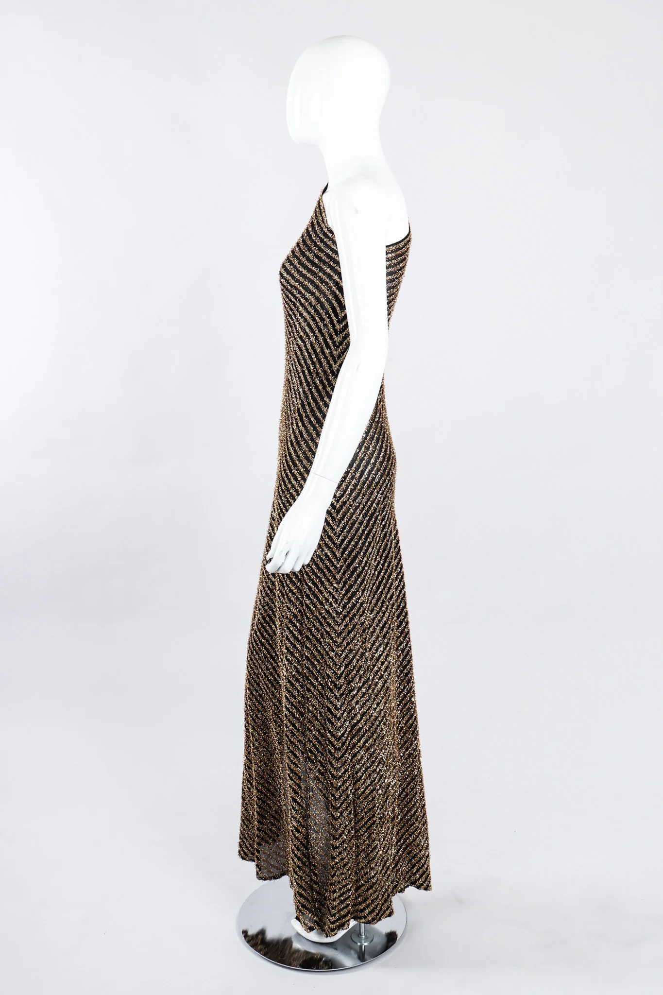 Gold Lamé One-Shoulder Gown - Image 4