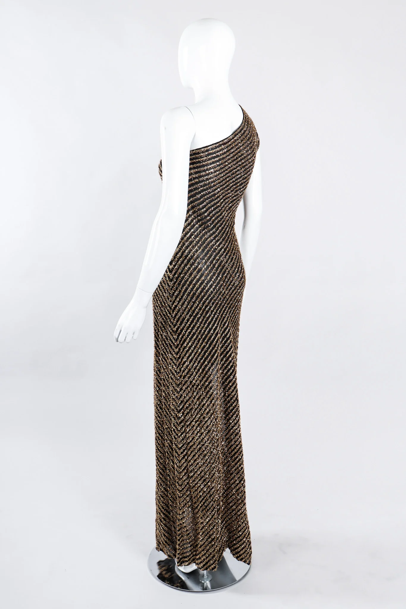 Gold Lamé One-Shoulder Gown - Image 5