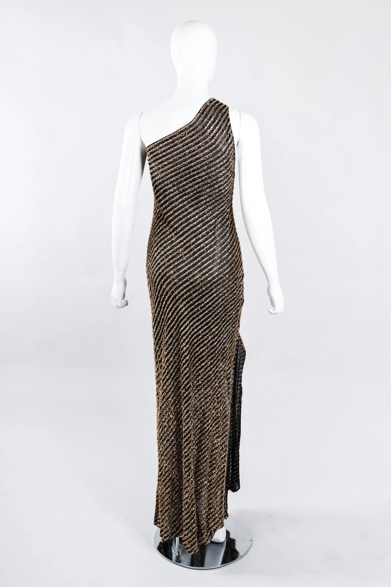 Gold Lamé One-Shoulder Gown - Image 6