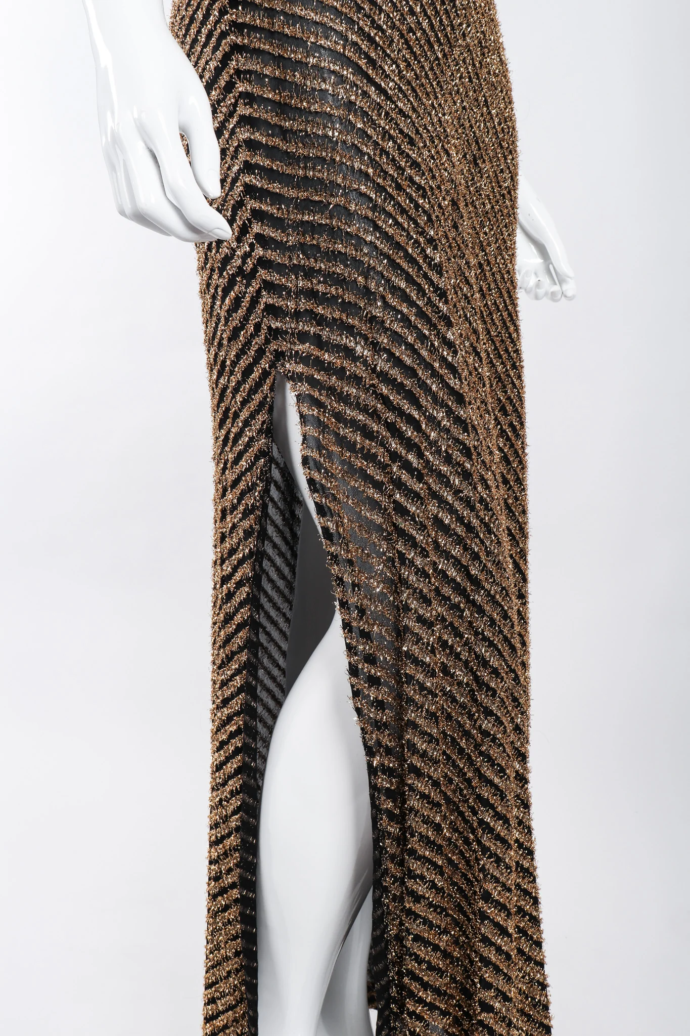 Gold Lamé One-Shoulder Gown - Image 8