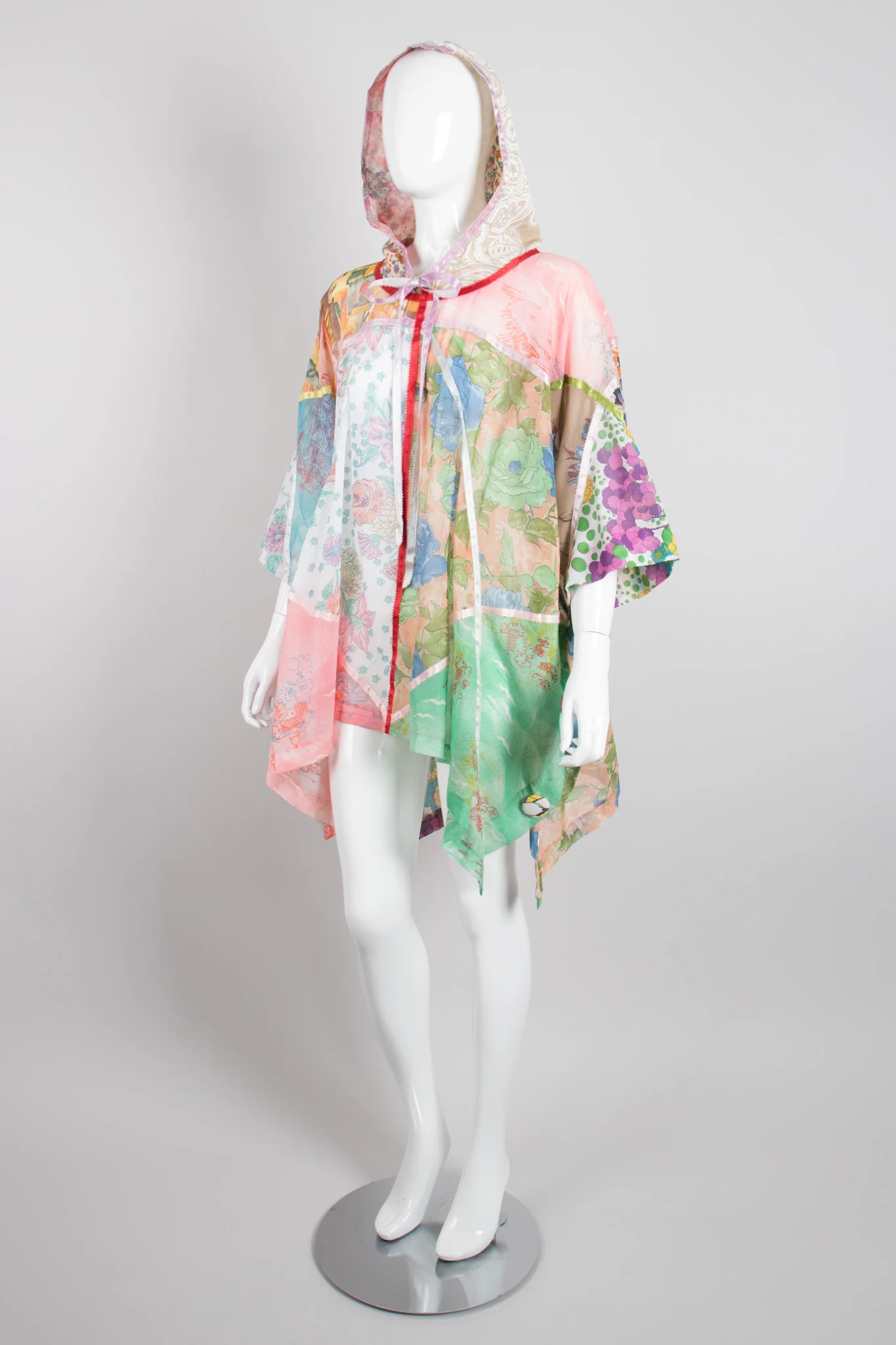 Hooded Floral Patchwork Poncho - Image 8