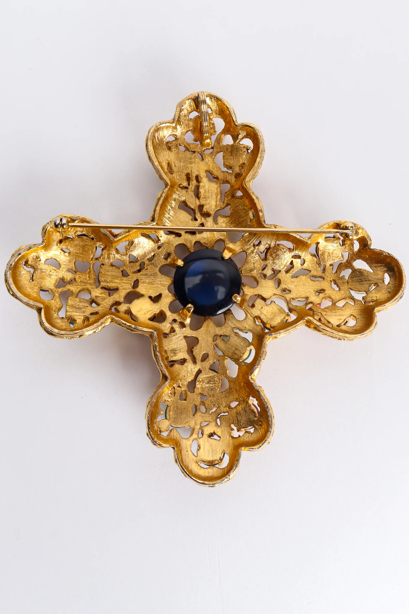 Jeweled Cross Brooch Pendant - Image 3