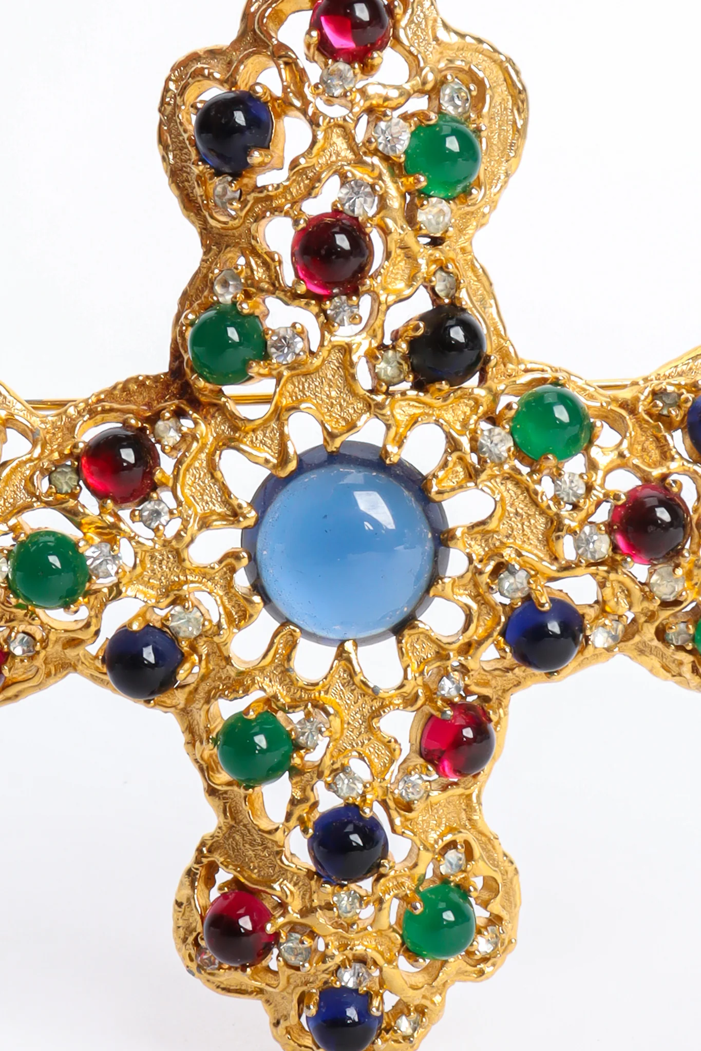 Jeweled Cross Brooch Pendant - Image 4