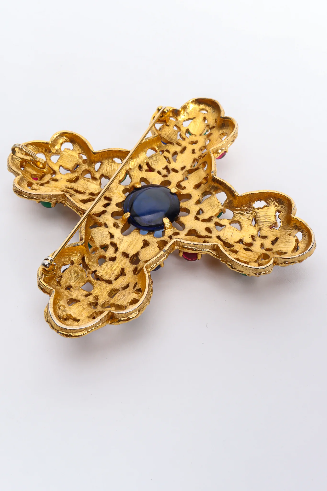 Jeweled Cross Brooch Pendant - Image 5
