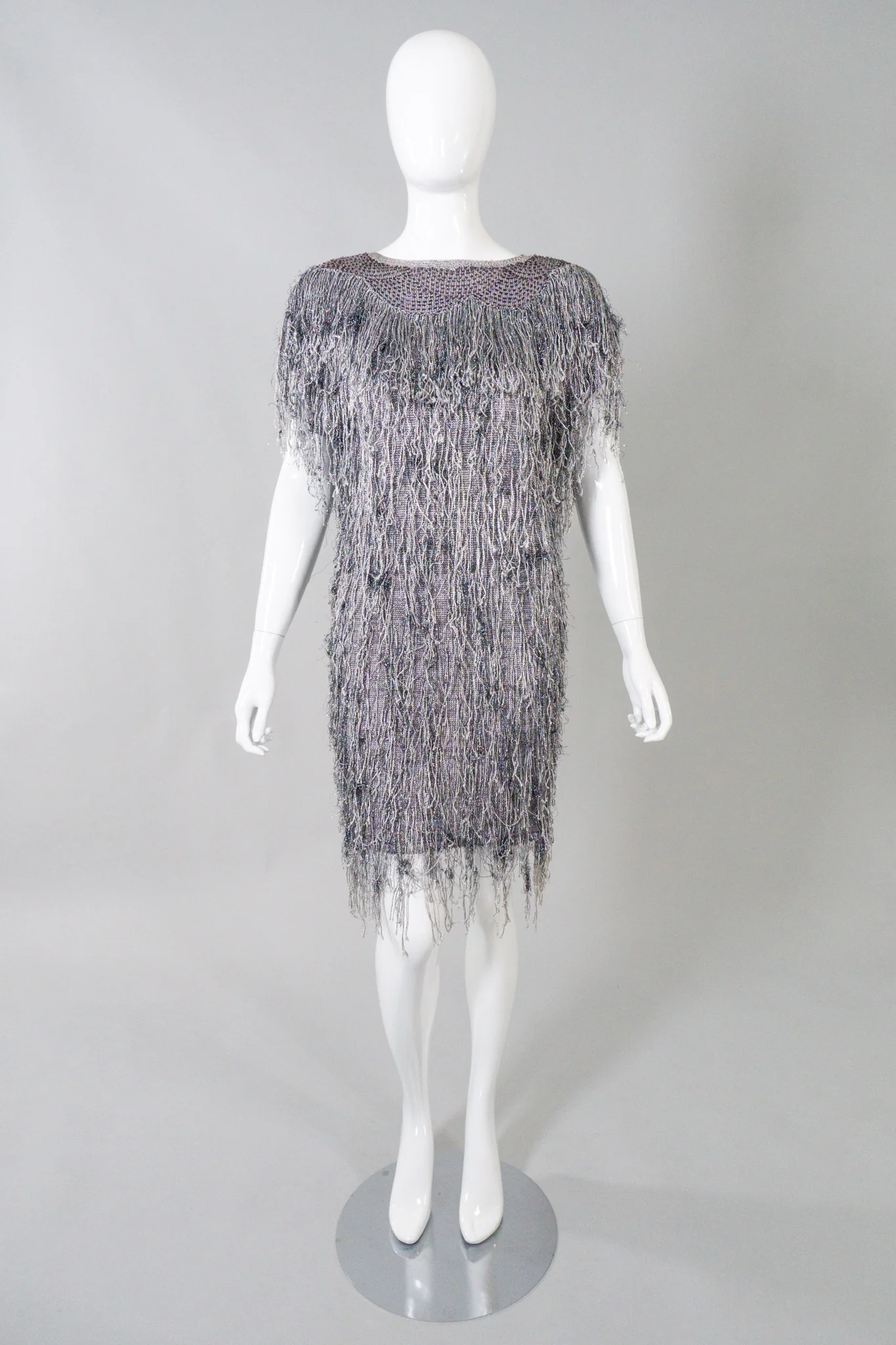 Metallic Knit Fringe Dress - Image 2