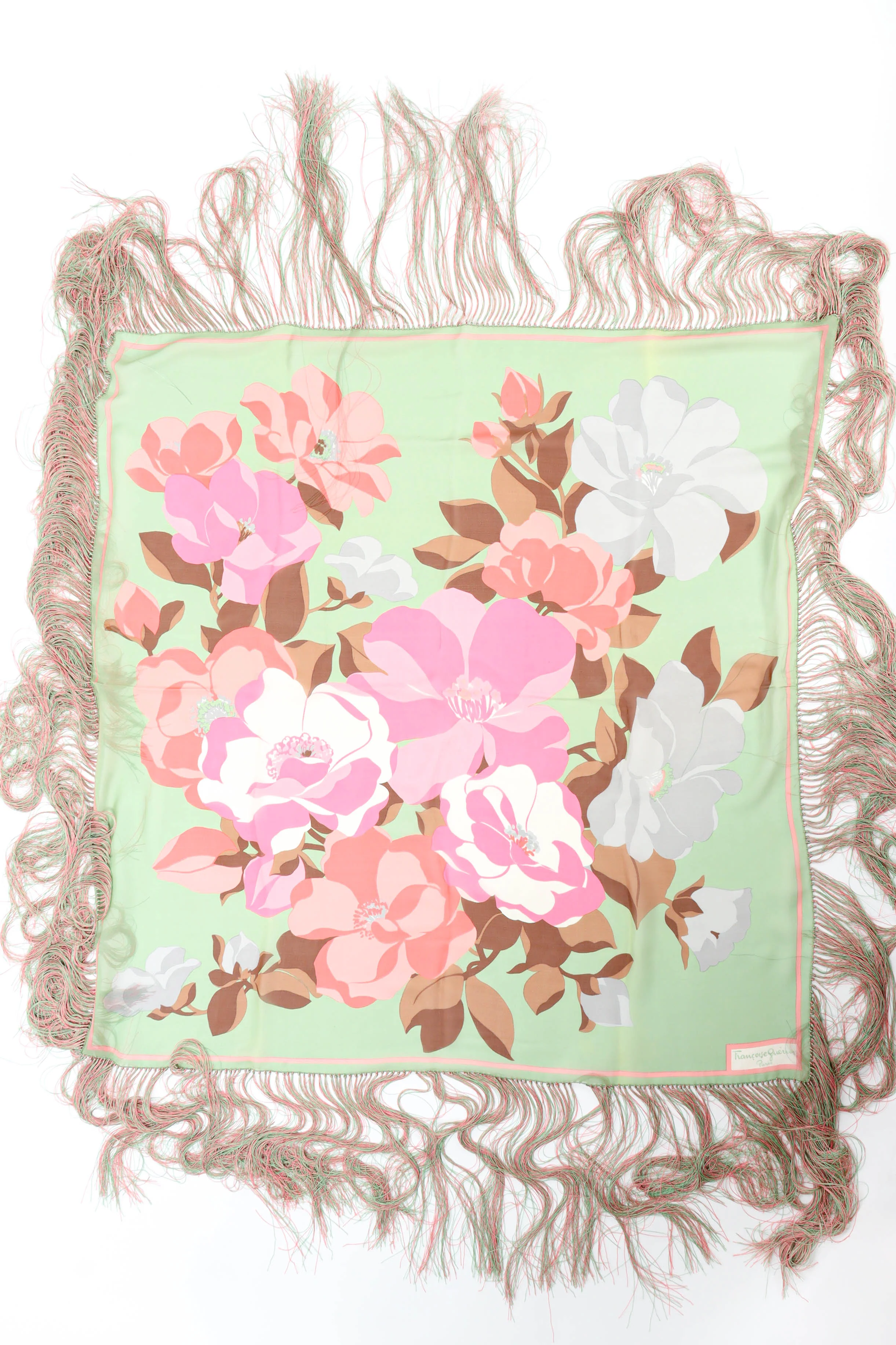 Airy Floral Fringe Shawl - Image 3