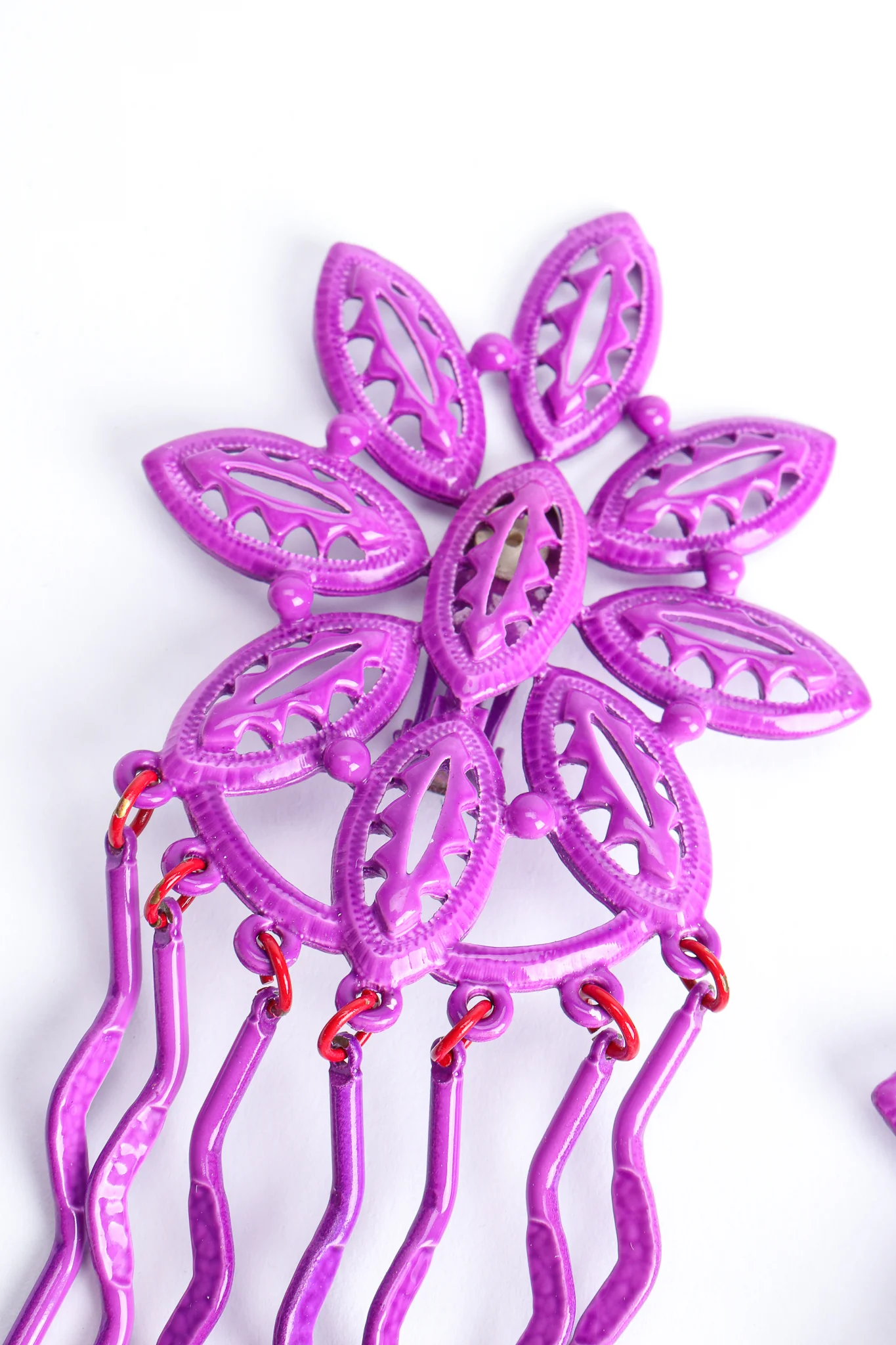 Purple Flower Fringe Earring - Image 7
