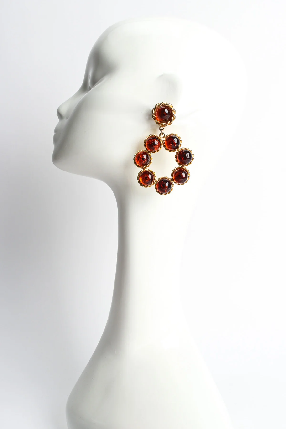 Rope Amber Bead Drop Earrings - Image 2