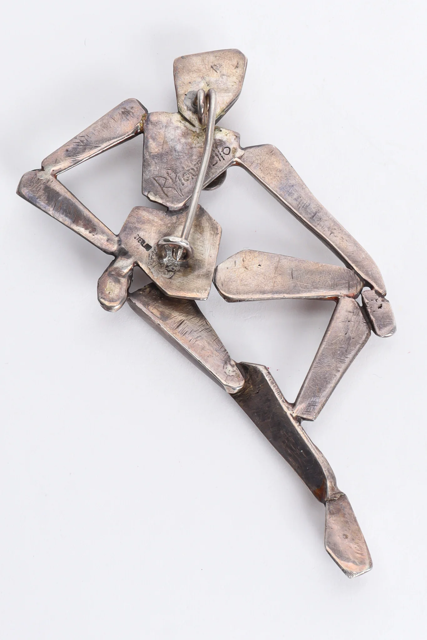 Modernist Silver Sculpted Female Brooch - Image 4