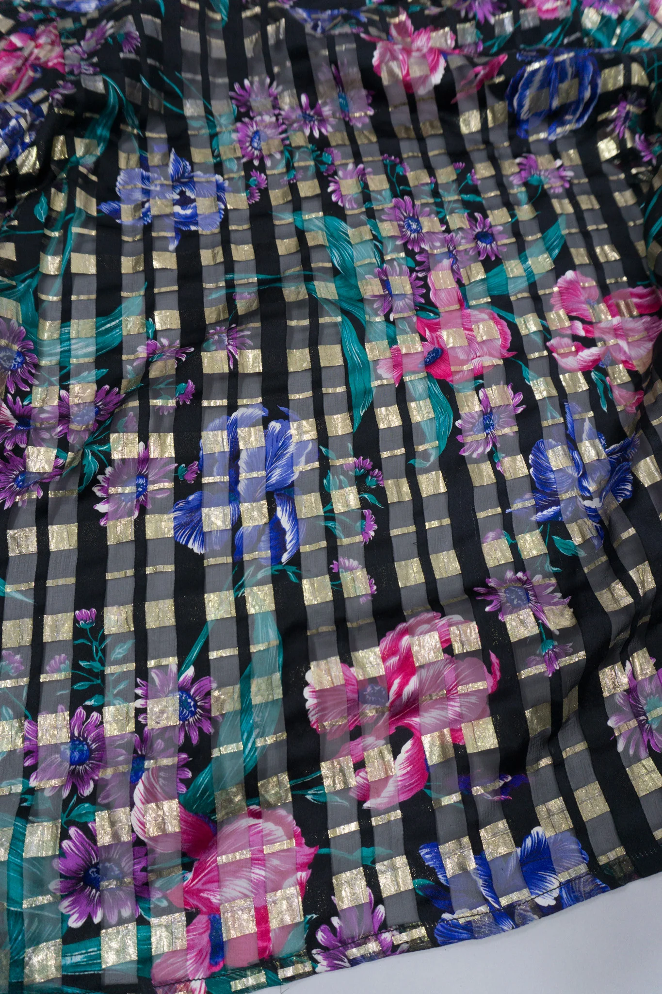 Silk Floral Plaid Blouse - Image 10
