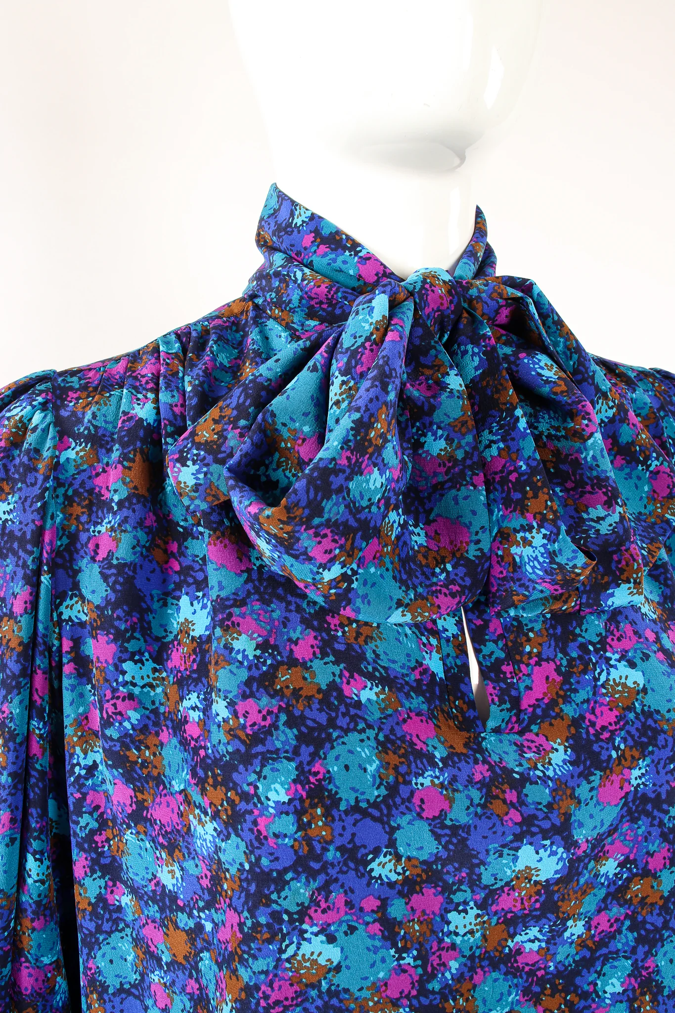 Silk Splatter Bow Blouse - Image 2