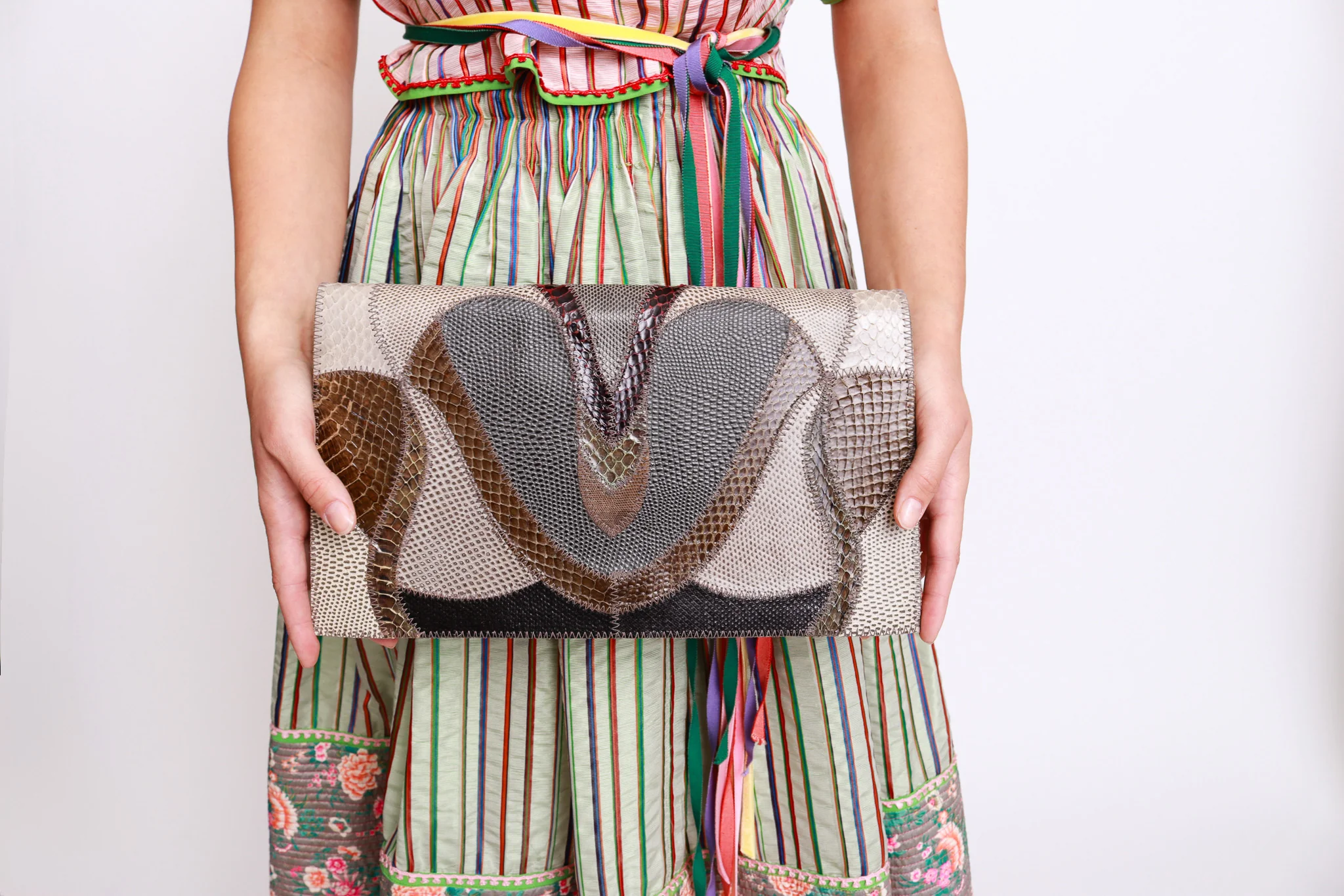 Snakeskin Patchwork Envelope Clutch - Image 2