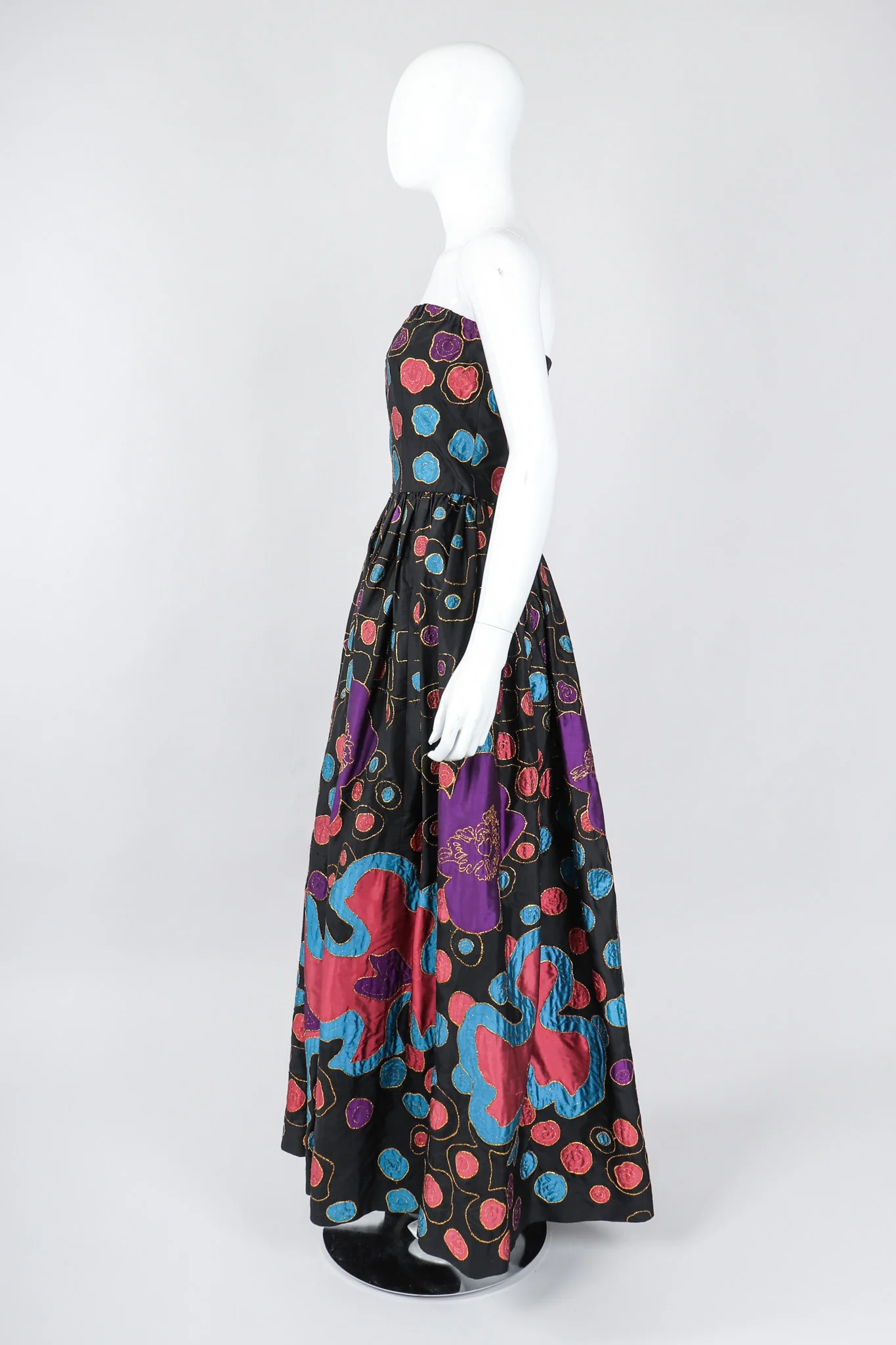 Strapless Abstract Applique Gown - Image 4