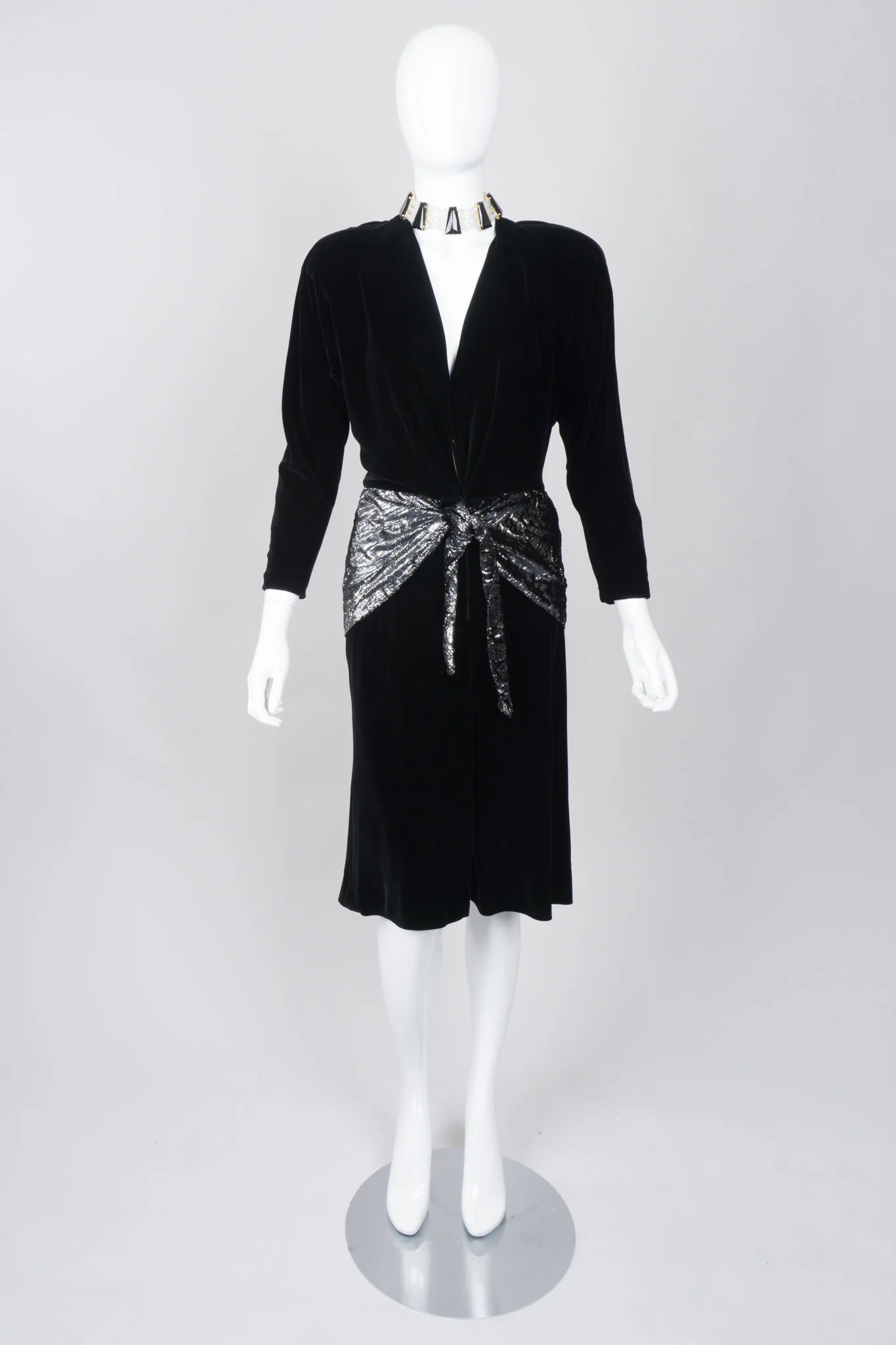 Velvet Lamé Peplum Dress - Image 10
