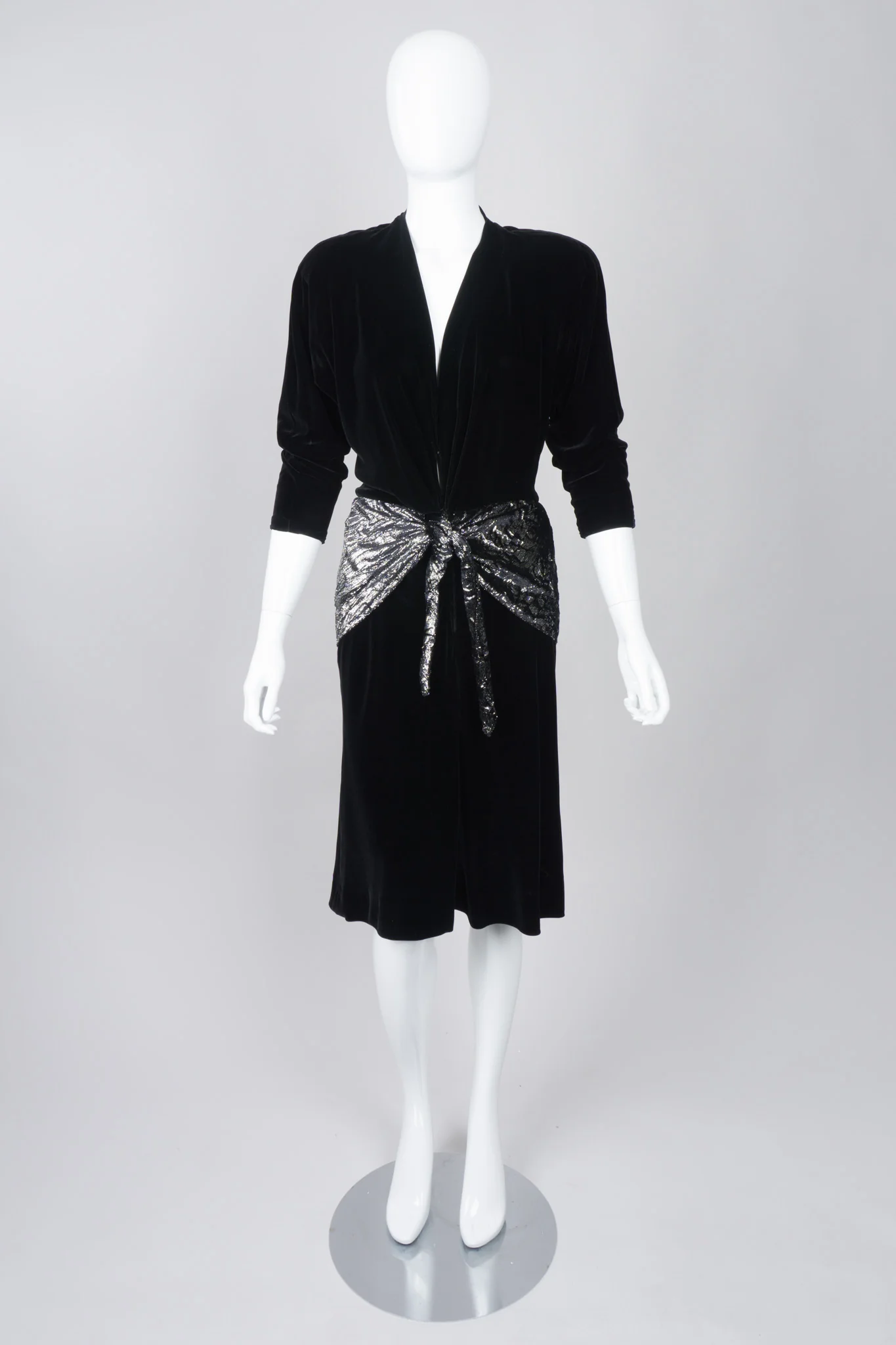 Velvet Lamé Peplum Dress - Image 3