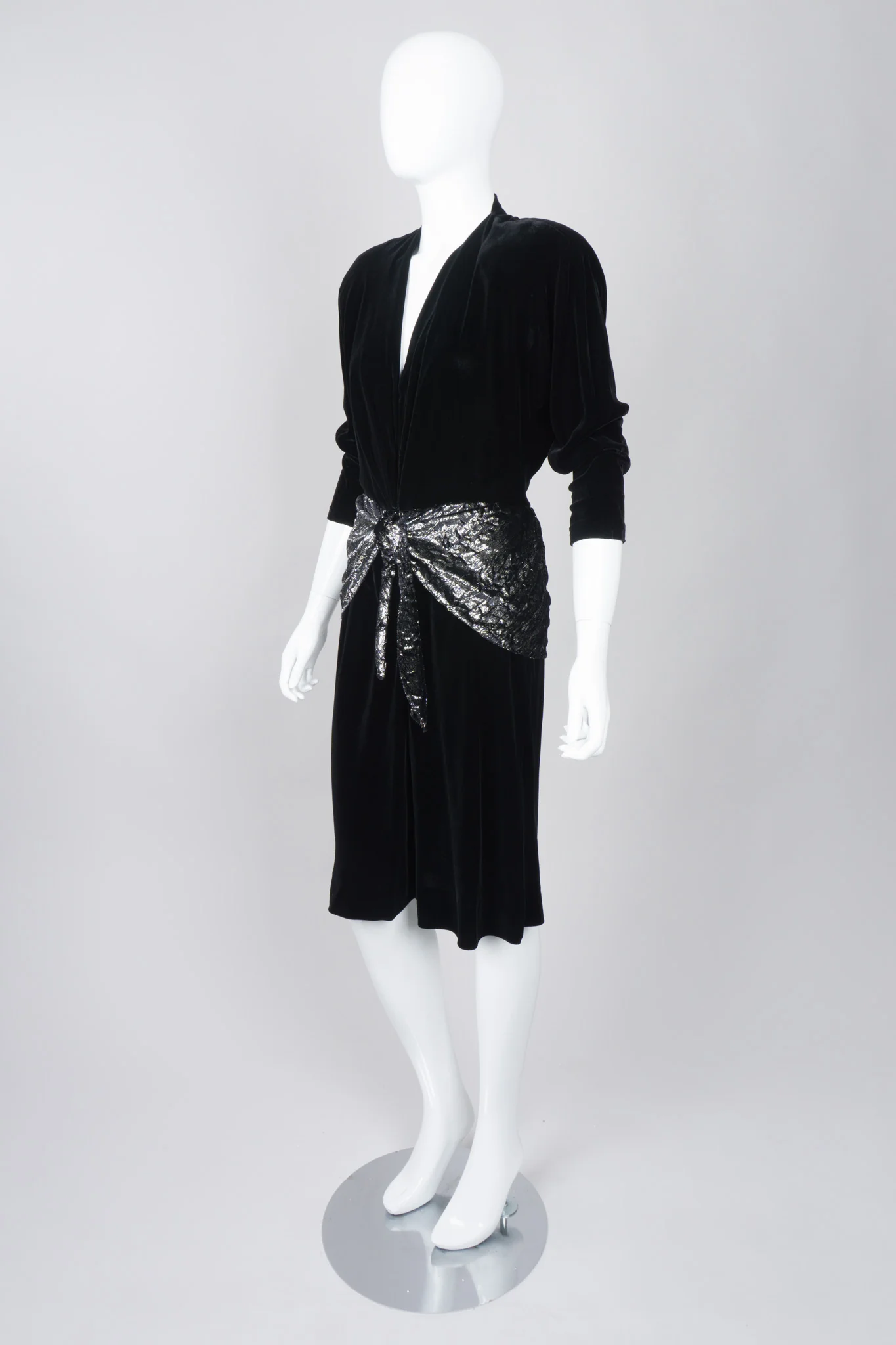 Velvet Lamé Peplum Dress - Image 4