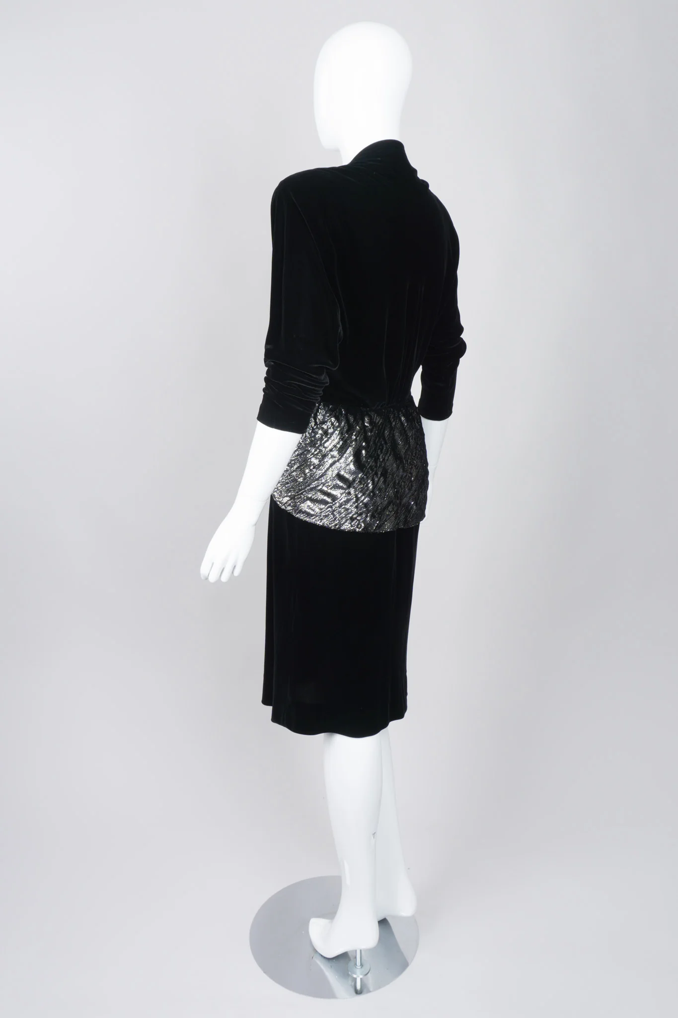Velvet Lamé Peplum Dress - Image 6