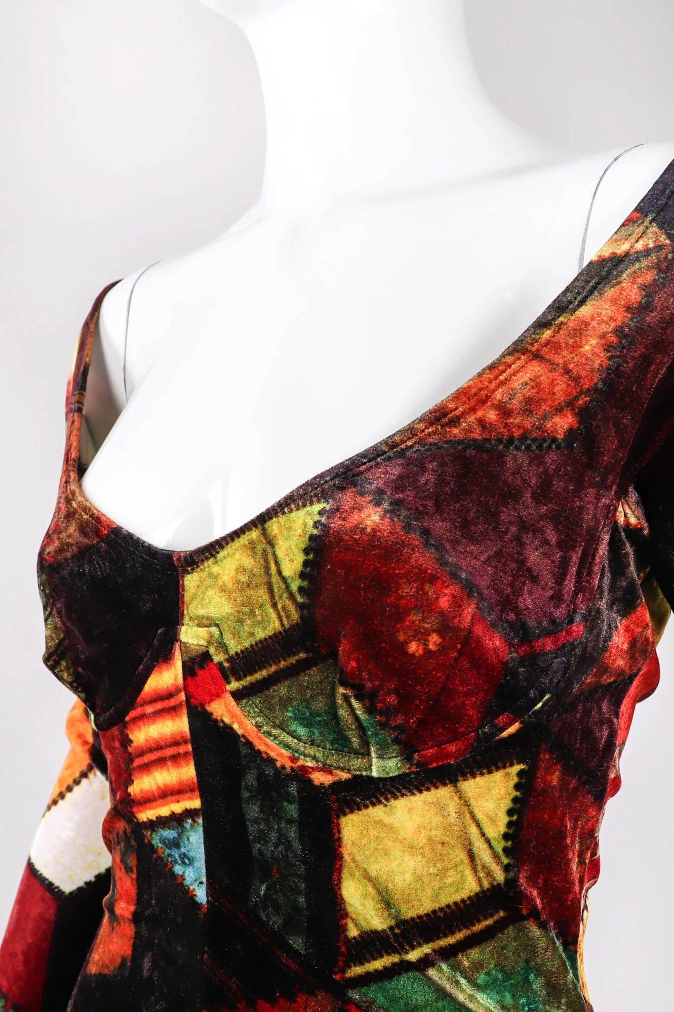 Velvet Patchwork Underwire Dress - Image 10