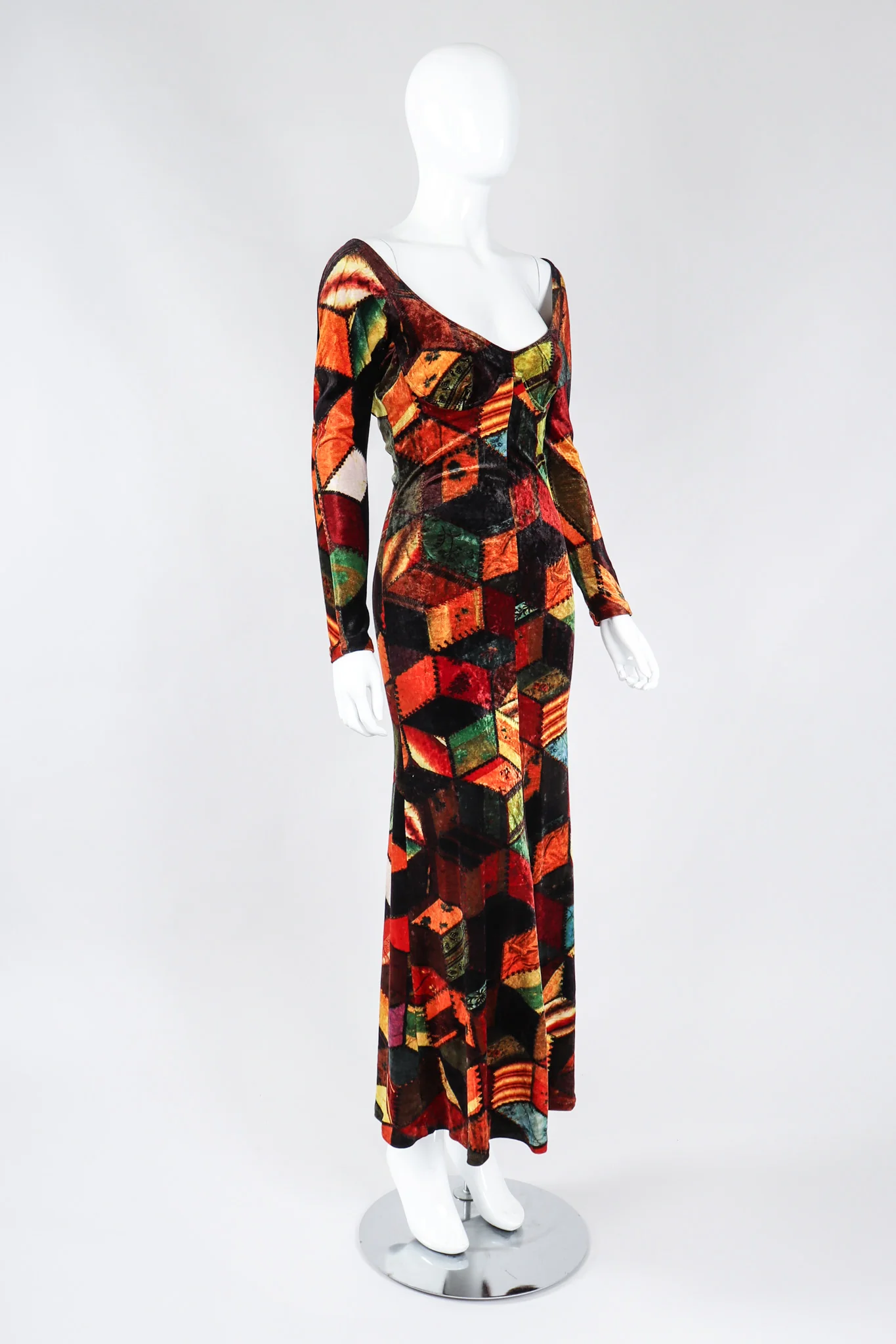 Velvet Patchwork Underwire Dress - Image 7