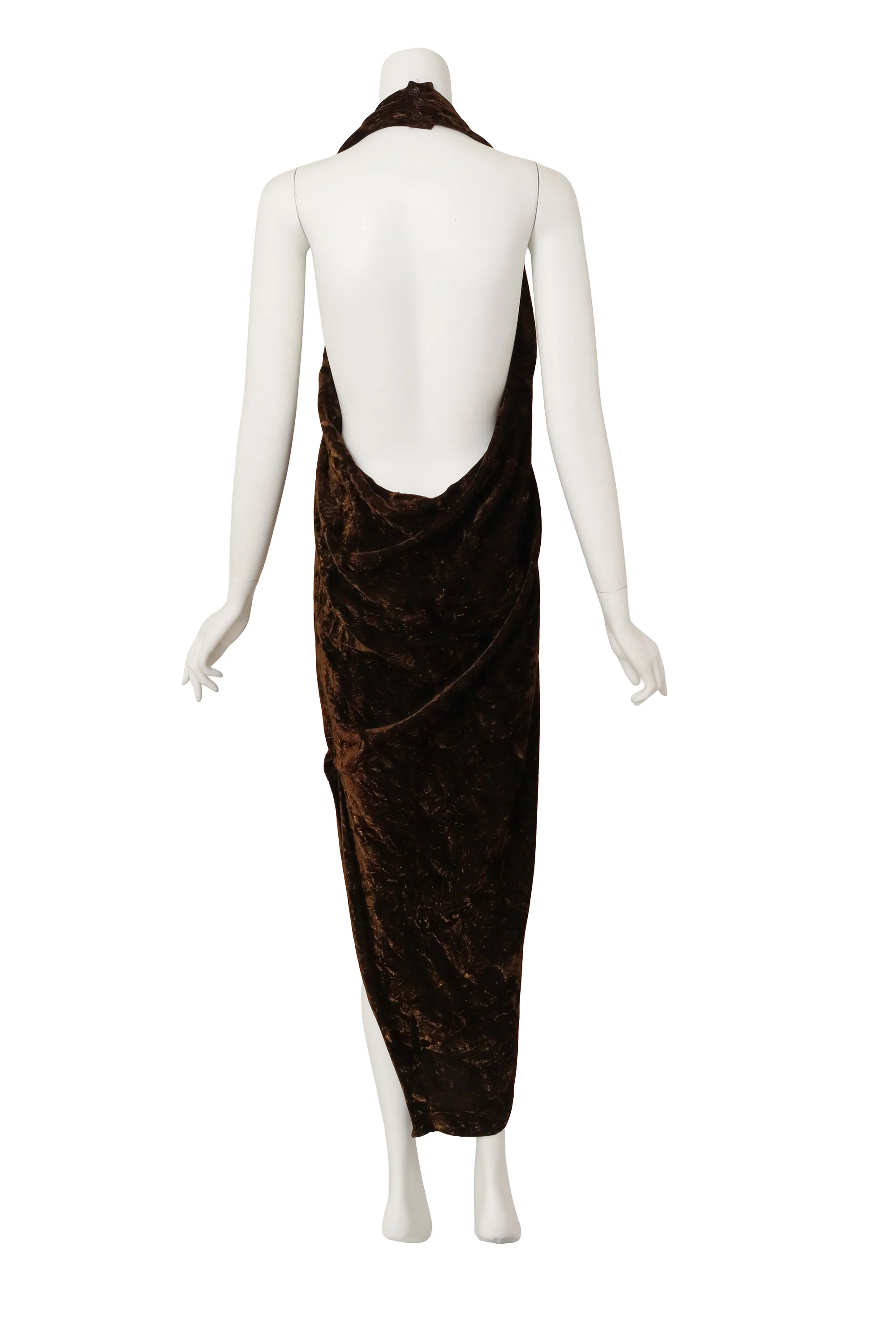 Velvet Wrap Halter Drape Dress - Image 4